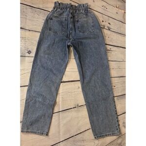 Wish List Jeans Sz M Paperbag High Rise Waist‎ Wide Leg Medium Wash EUC